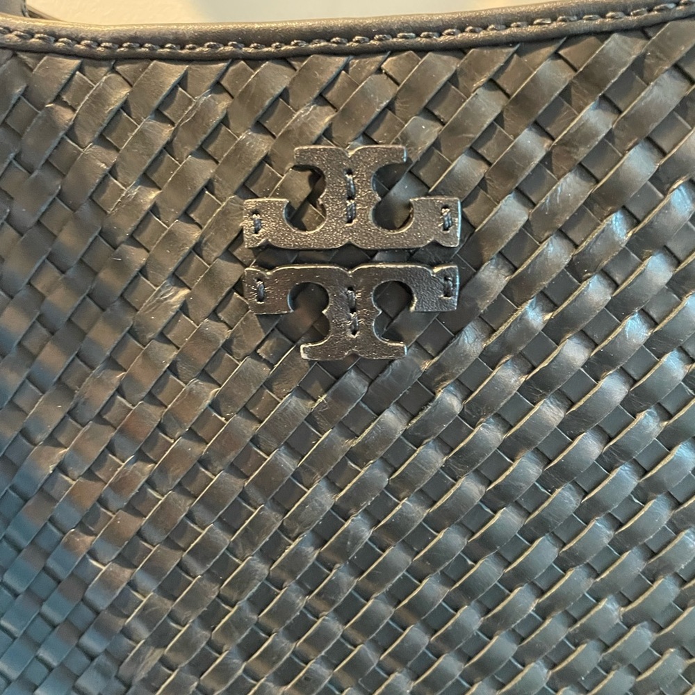 Tory Burch Thea Woven Mini Shoulder Bag – Woven Detail, Web Strap, Small Size